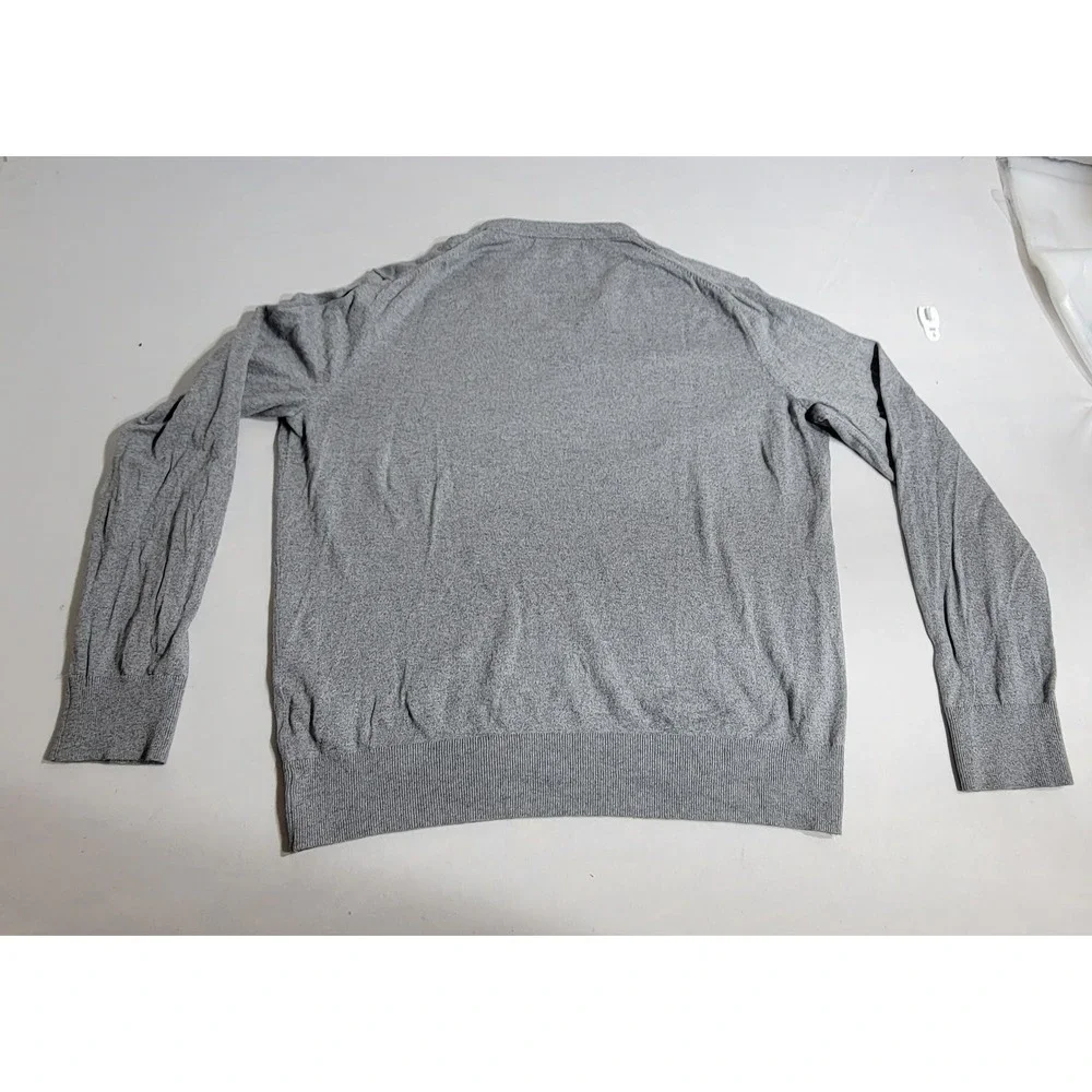 Banana Republic Mens Grey Silk Cotton Cashmere V-Neck Luxury Blend Sweater Large